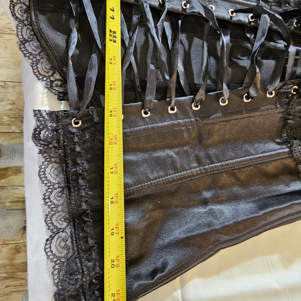 Corset & Tutu Set Satin Chic Black Lace Bandeau Costume Renn Fest - Picture 4 of 16